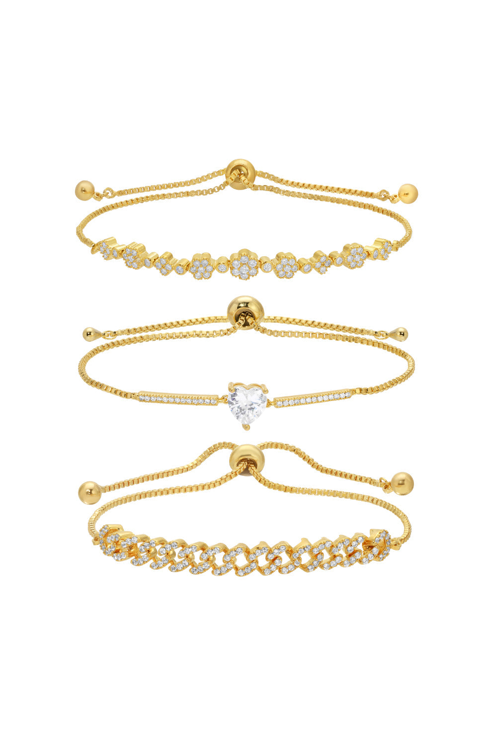 Kayla 3-Piece CZ Bolo Bracelet Set
