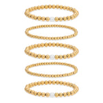 Lexi 4mm & 6mm Beaded Ball Bracelet set with Shell Pearl