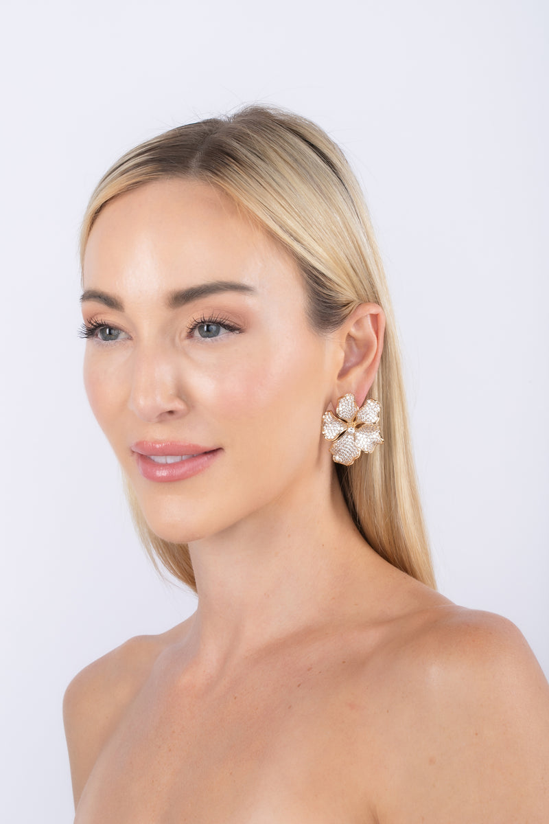 Harper CZ Flower Earrings