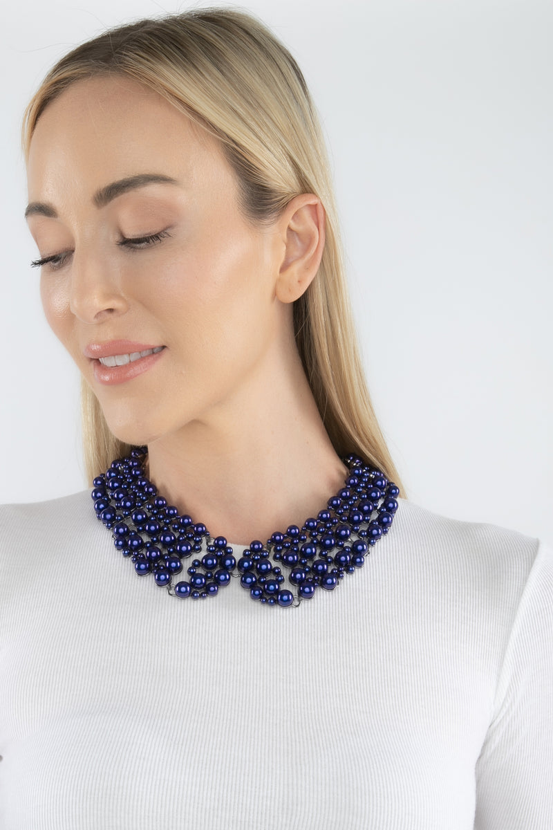 Diana Collar Necklace - Silver Pearl