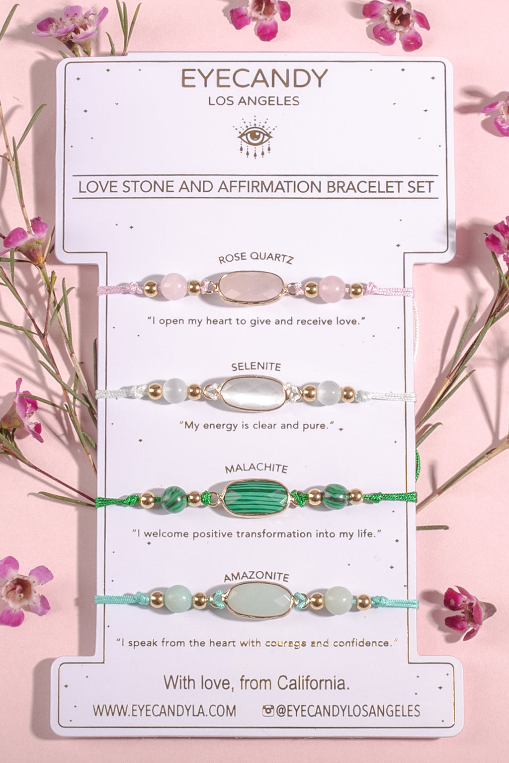 Love Stone and Affirmation Bracelet Set