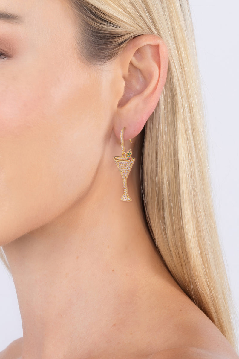 Dirty Martini 18K Gold Plated CZ Drop Earrings