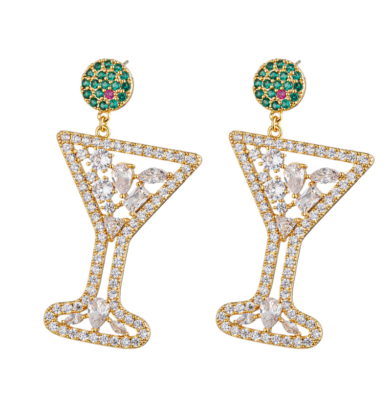 Dirty Martini 18K Gold Plated CZ Drop Earrings