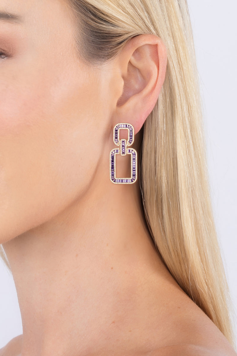 Sophie 18K Gold Plated Pink Cubic Zirconia Earrings