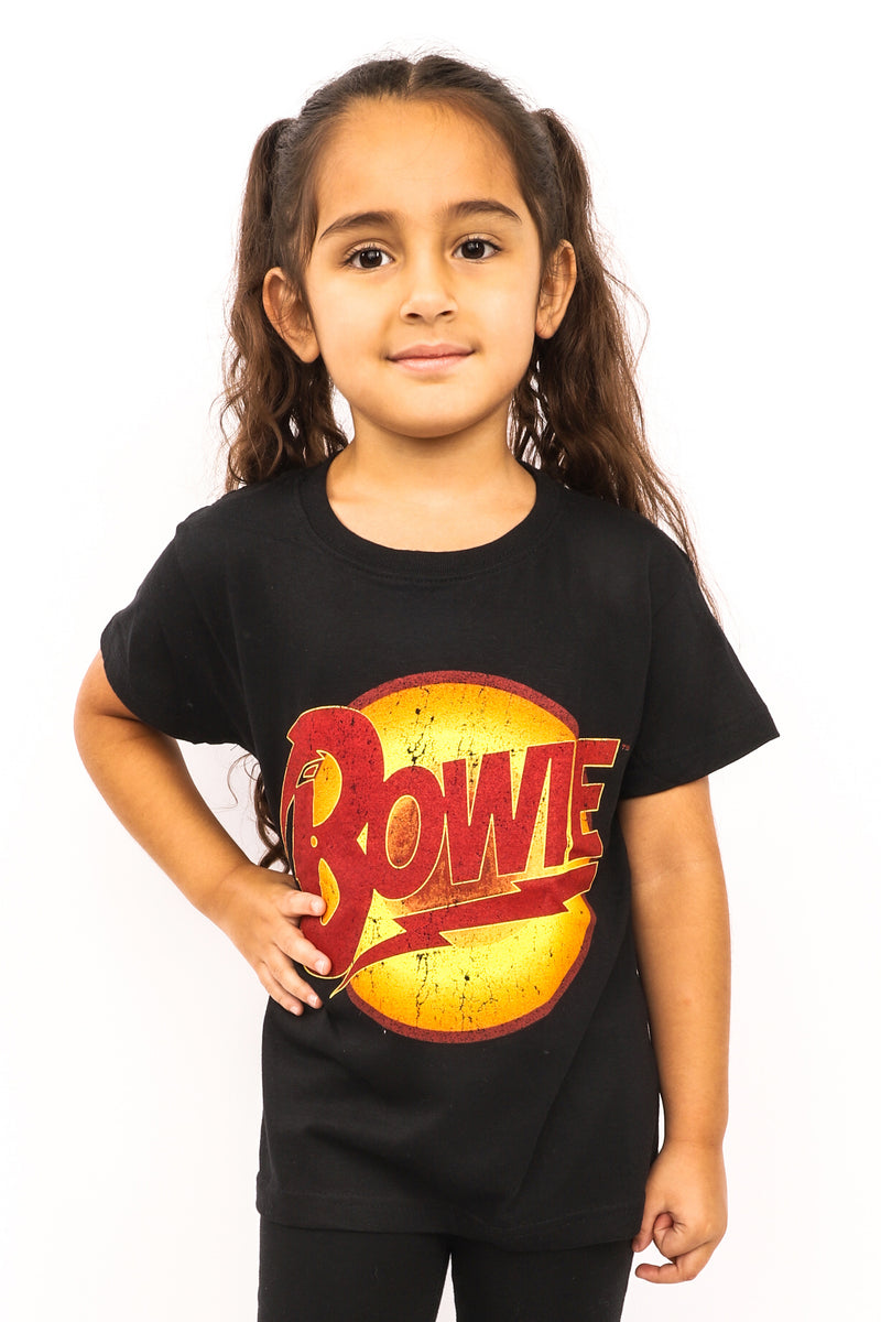Kid's David Bowie T-Shirt - Diamond Dogs Vintage Logo - Black (Boys and Girls)