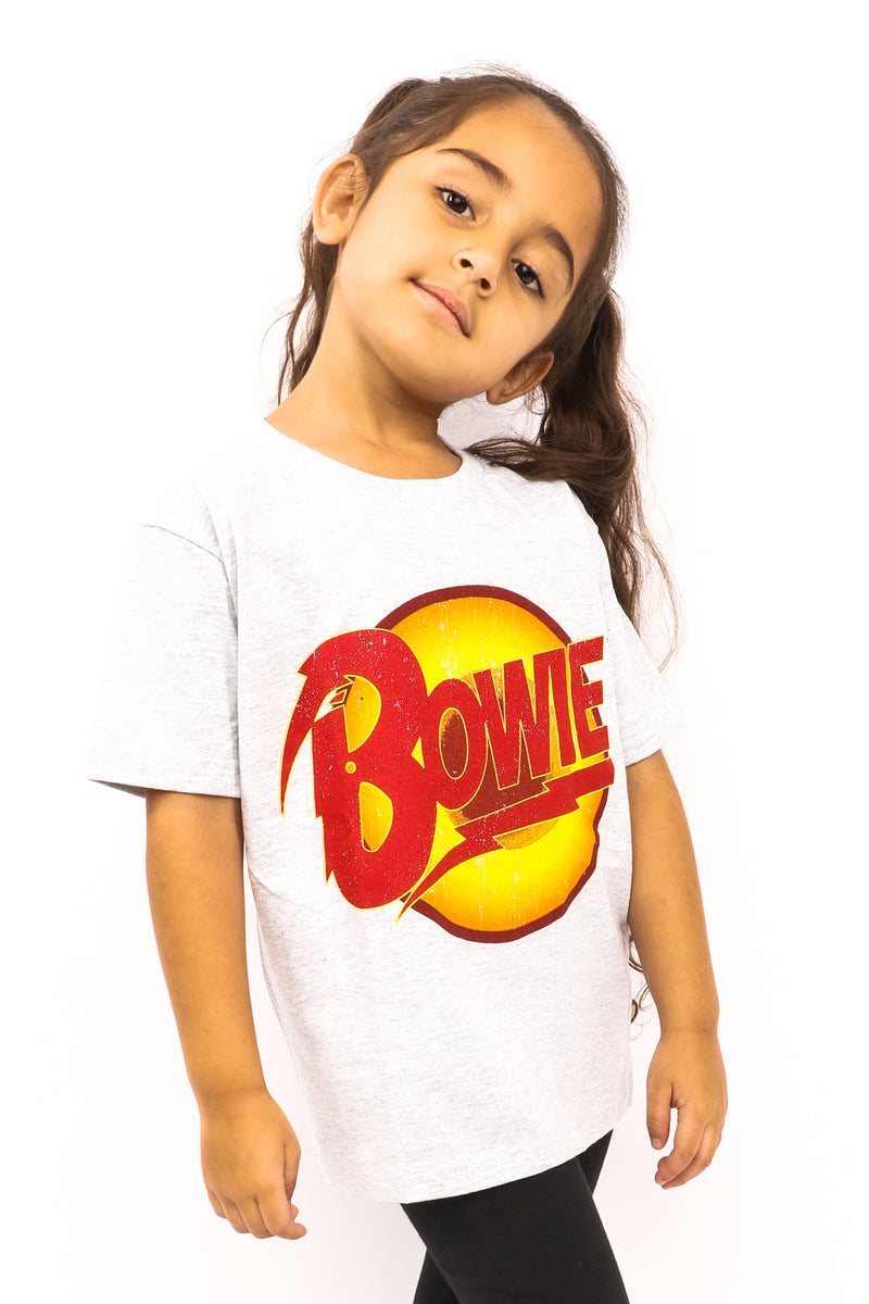 Kid's David Bowie T-Shirt - Diamond Dogs Vintage Logo - Grey (Boys and Girls)