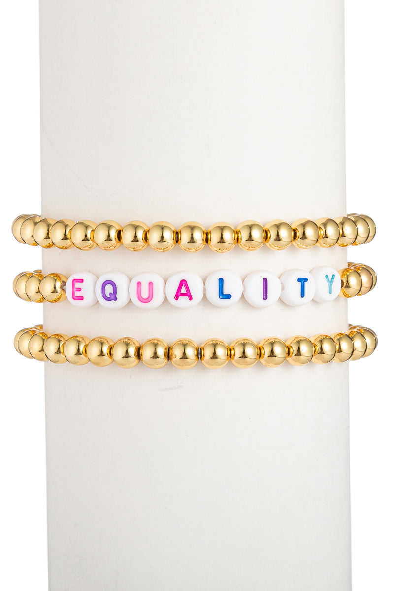 Equality Lettering Beaded Bracelet, 3-Piece Set
