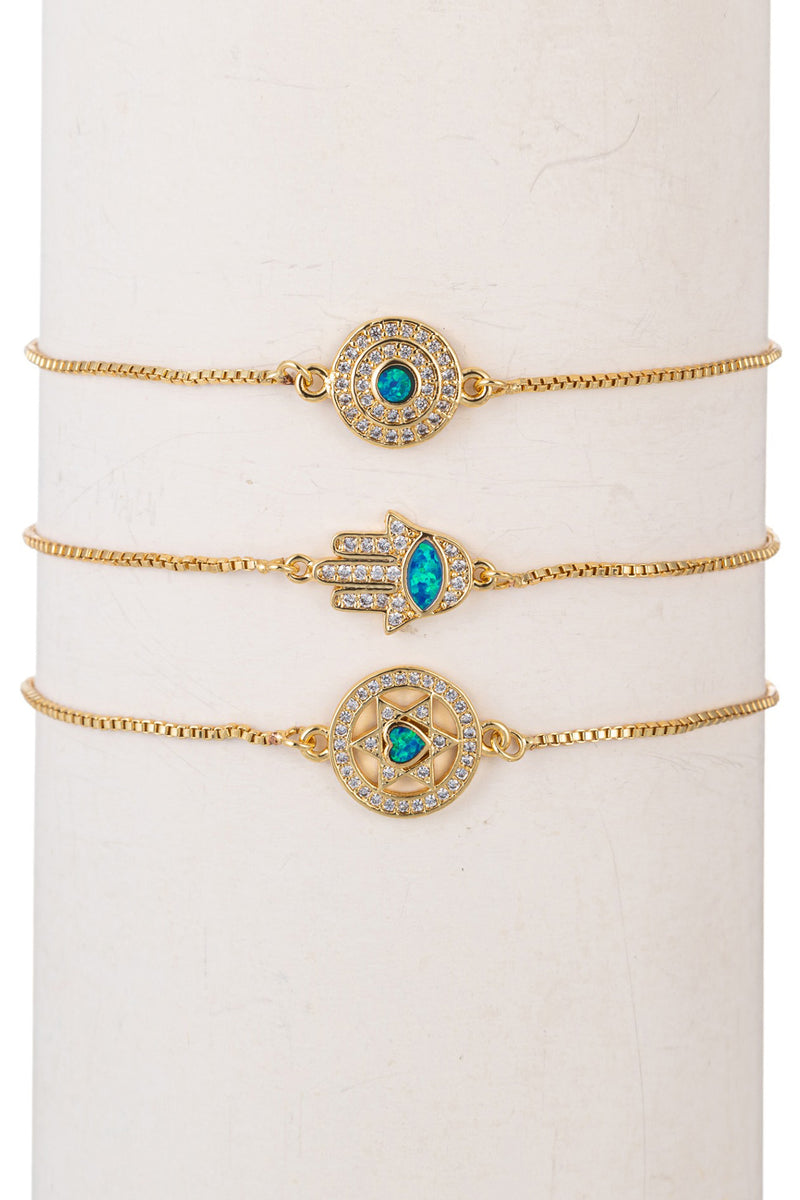 Opal Eye & Hamsa Bracelet Set