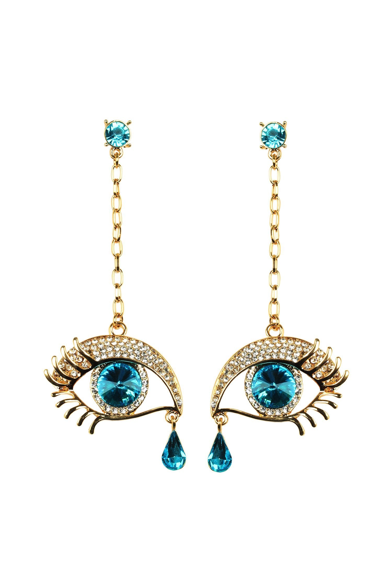 evil eye pendant Earring in gold color tone