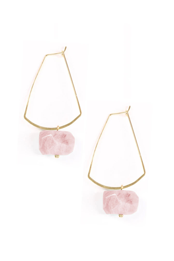 Rose quartz drop earrings.