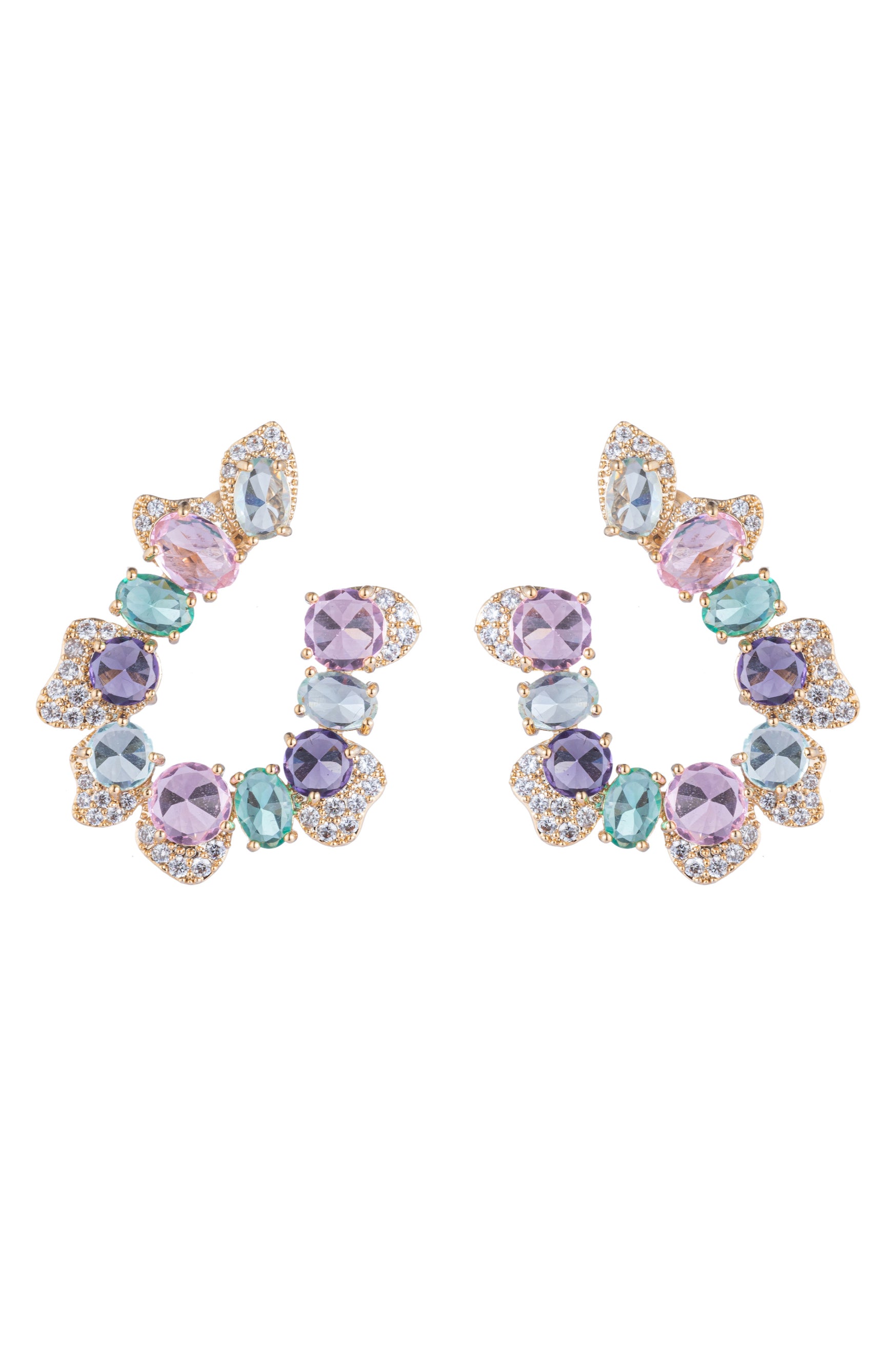 Princess pastel earrings studded with CZ crystals.