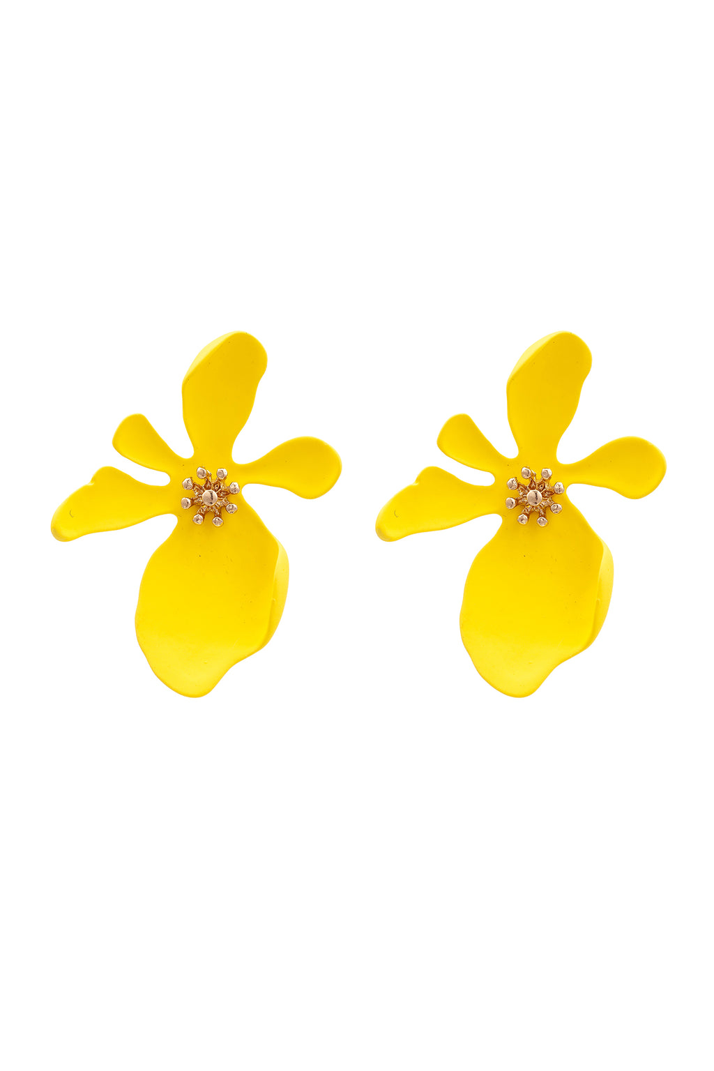  matte Yellow flower Stud Drop Earring