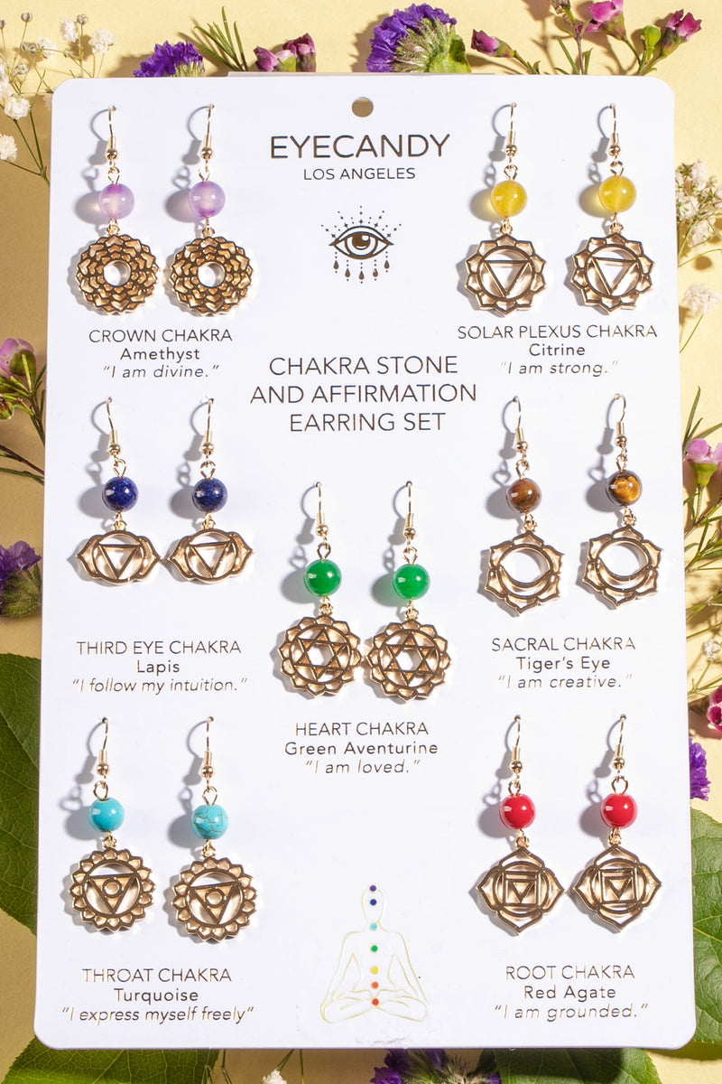 eye candy los angeles Chakra Stone Affirmation Bracelet set Gold Plated  Charms