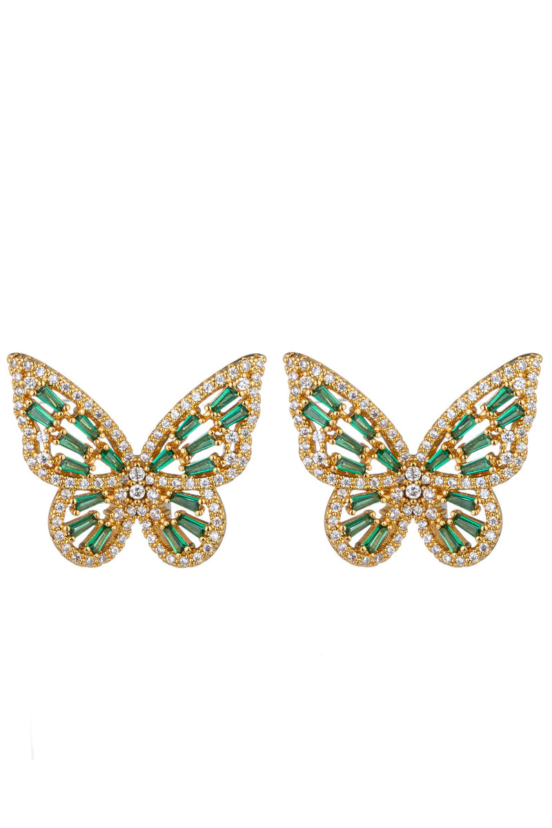 Green Butterfly CZ Earrings