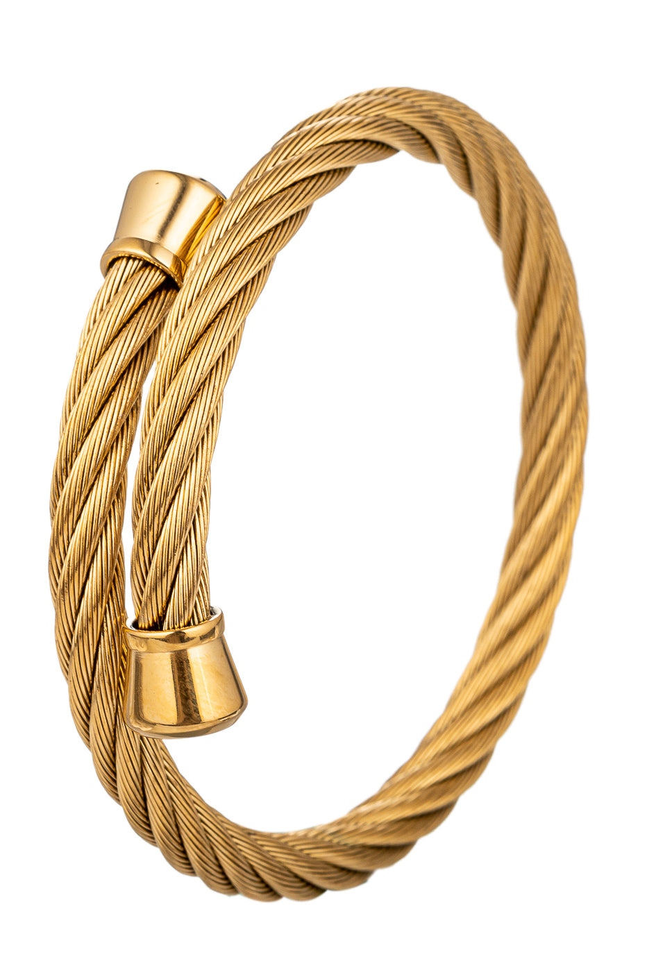 Embrace Elegance with the Henry Titanium Wire Cuff Bracelet in Gold Tone.