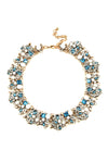 Glass crystal ivy teal collar necklace.