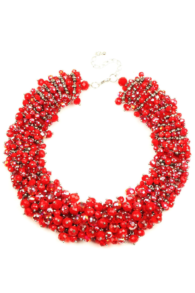 red collar acrylic beaded necklace