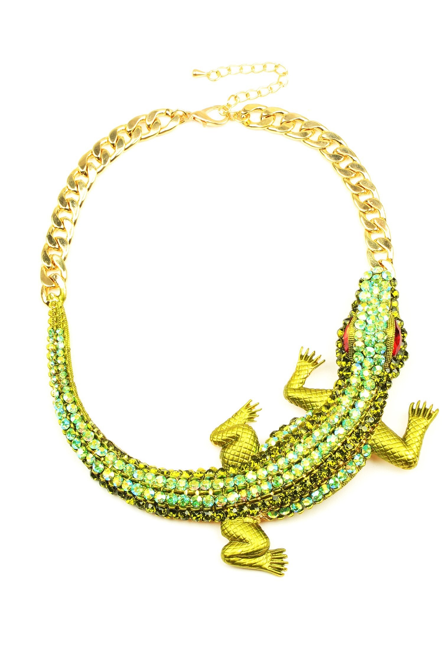 gecko green statement drop necklace