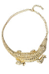 gold tone alligator bib necklace