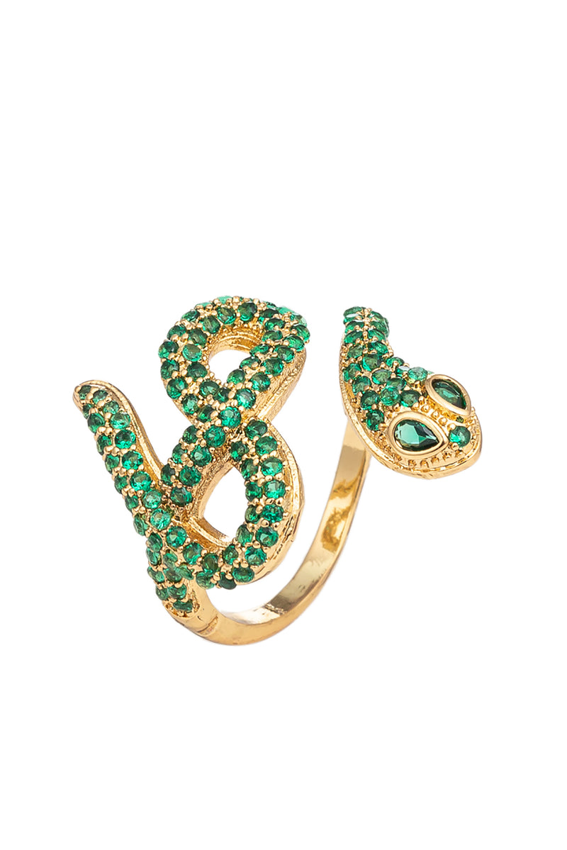 Zayden Snake CZ Ring - Green