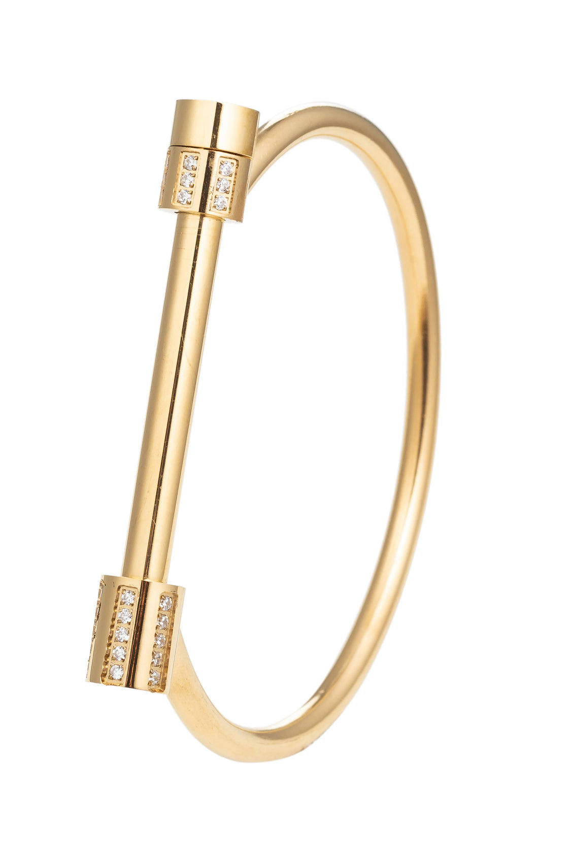 Titanium bar cuff bracelet studded with CZ crystals.