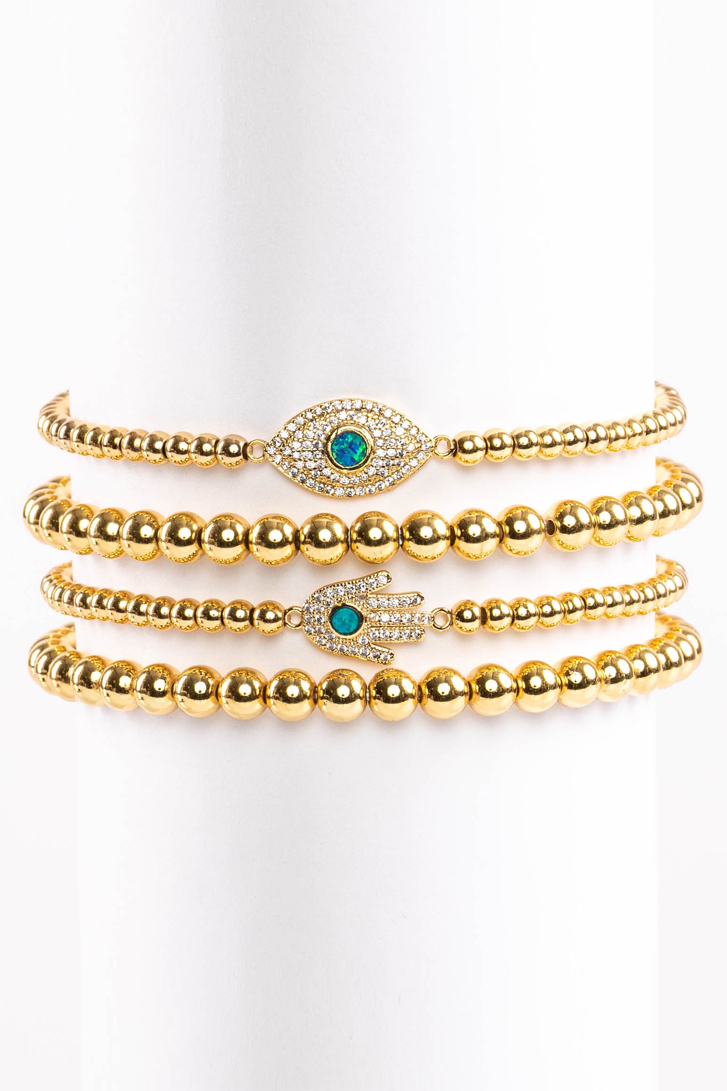 Nura Beaded Evil Eye 4 Piece Bracelet Set