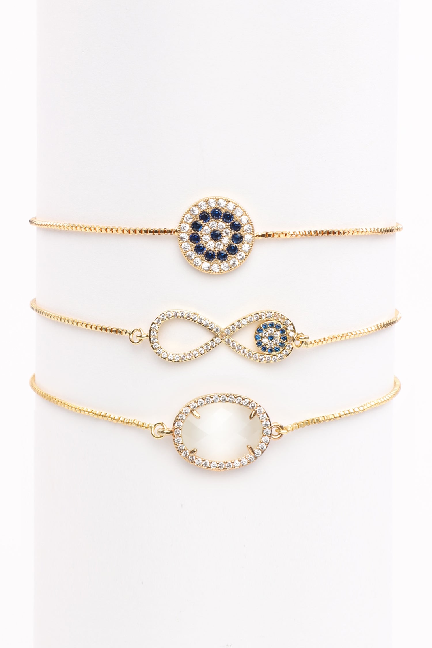 CZ Evil Eye Bracelet 3-Piece-Set - Venezio