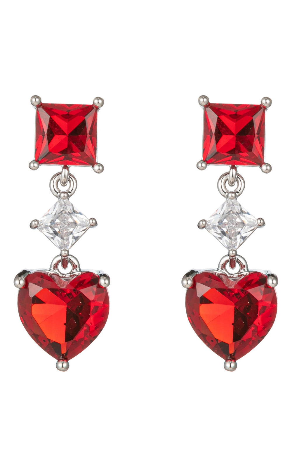 Red Heart Cubic Zirconia Drop Earrings: Wear Your Heart on Your Ears, Radiate Love.