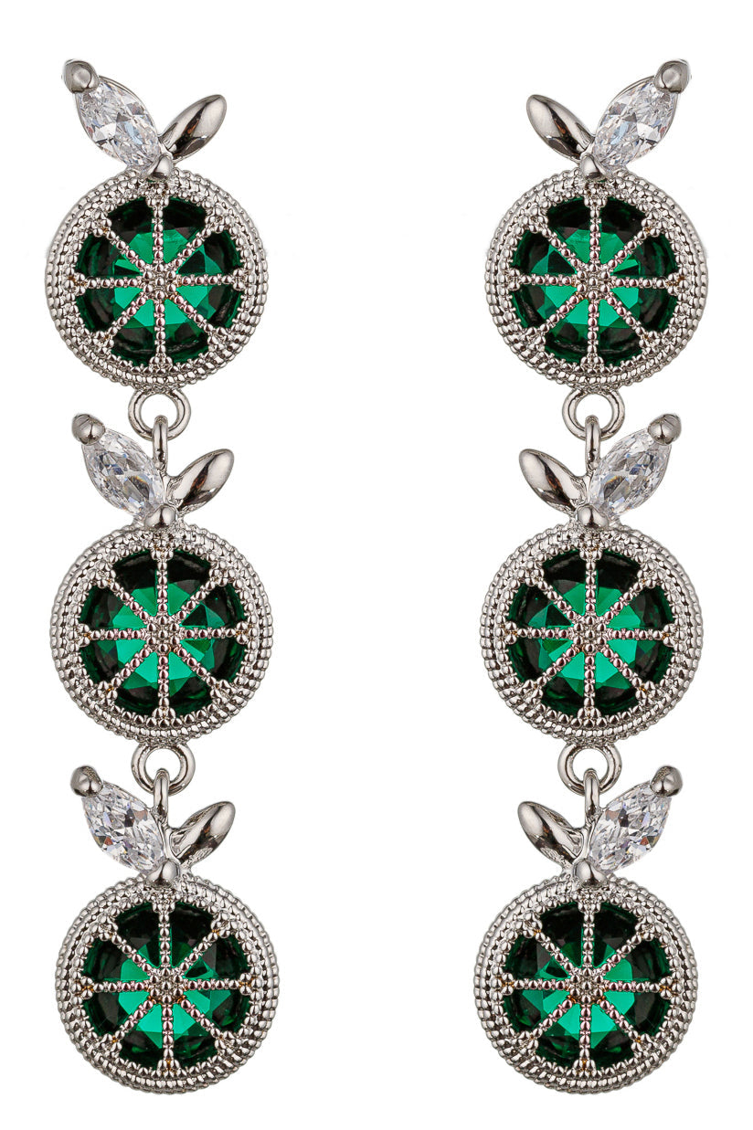 Add a pop of color with these dainty drop earrings featuring lime-hued cubic zirconia stones, a playful and chic accessory.