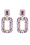 Ivy Purple 18K Gold Plated Earrings adorned with Sparkling Cubic Zirconia for Radiant Elegance
