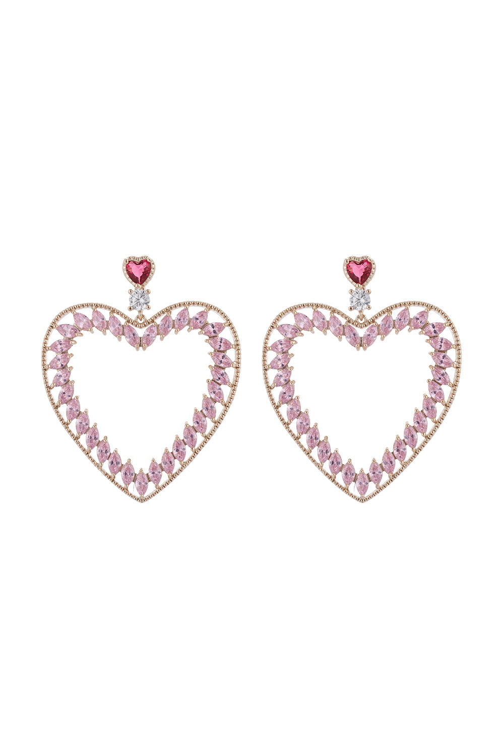 Heart Amour 18K Gold Plate CZ Crystal Drop Earring