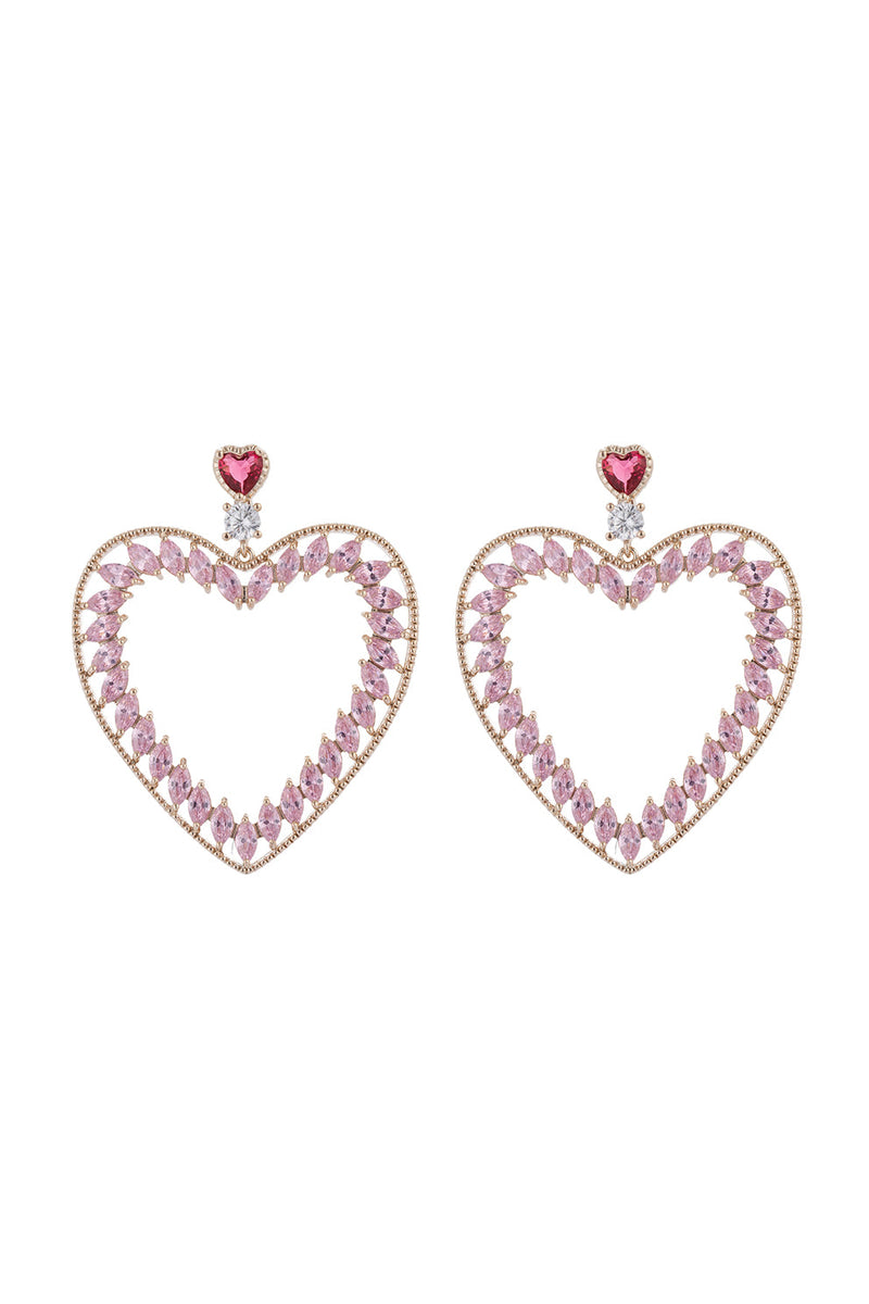 Heart Amour 18K Gold Plate CZ Crystal Drop Earring