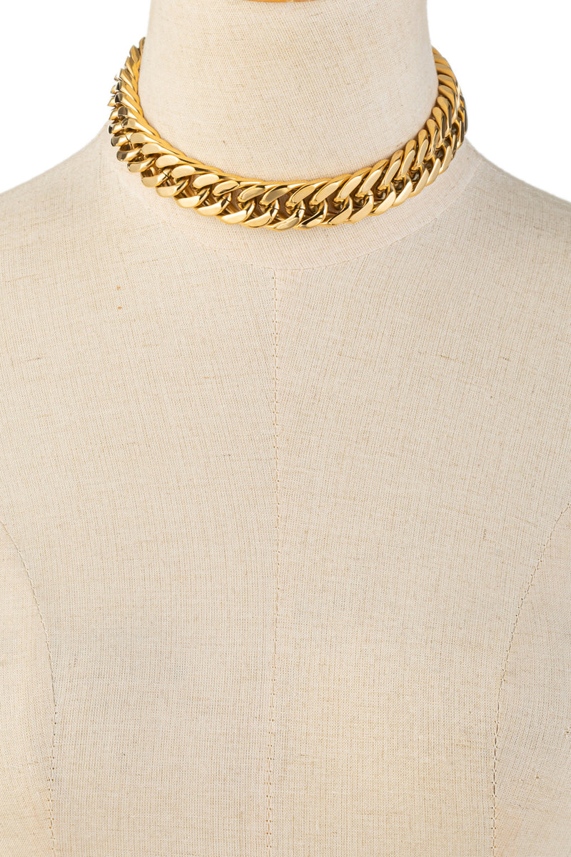 Titanium 18k gold plated necklace with interlinked chains.