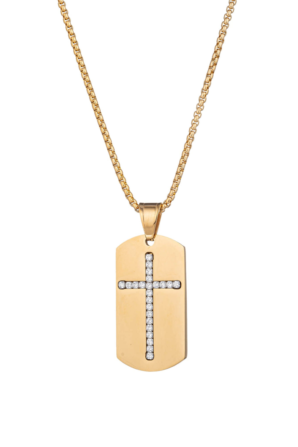 Samuel Dog Tag Cross Pendant Necklace: A Stylish Blend of Strength and Faith in One Striking Accessory.