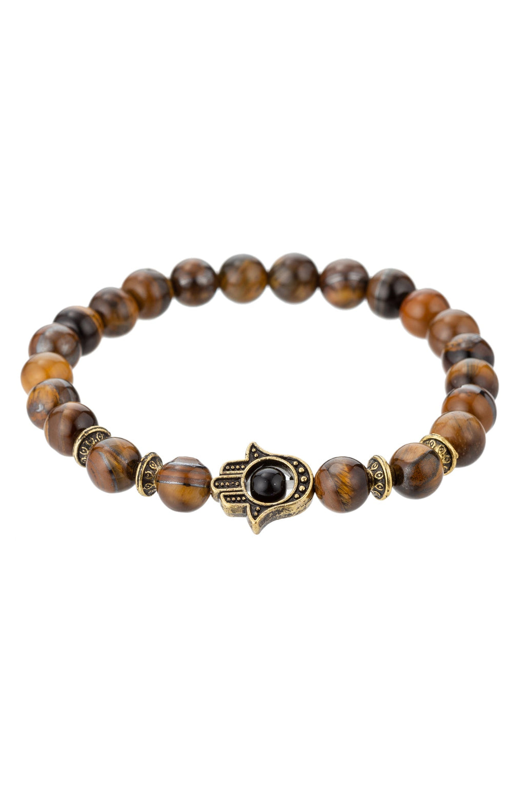 Hamsa Black Beaded Stretch Bracelet: Embrace Protection and Style with This Symbolic Accessory.