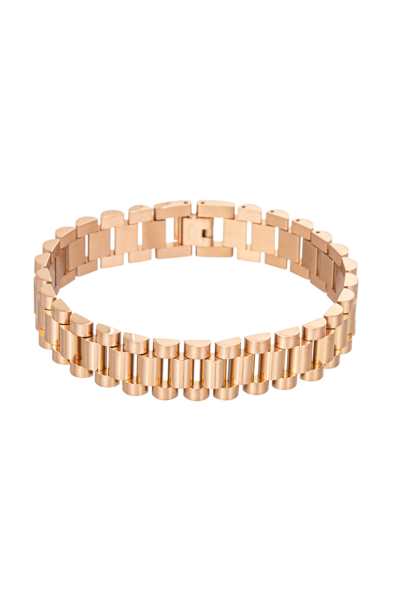 Rose gold tone titanium chain link bracelet.