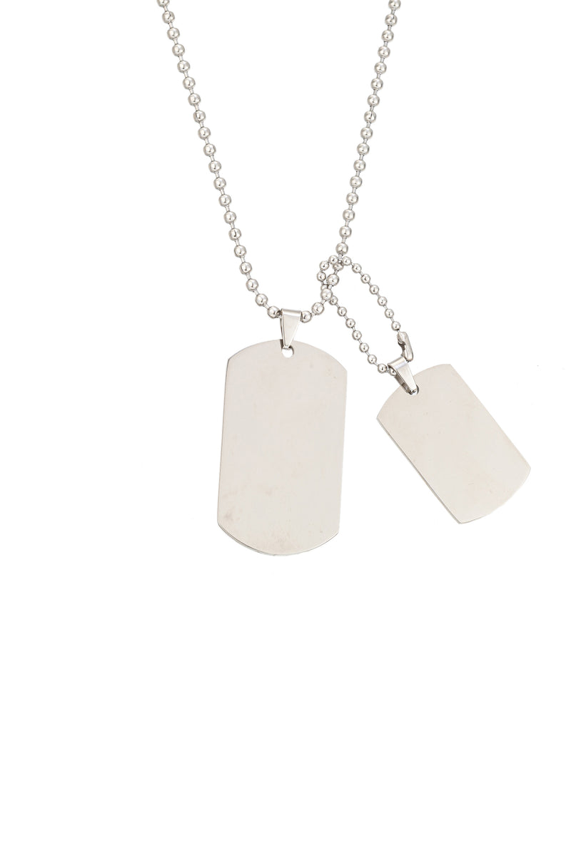 Men's Silver Titanium Dog Tag Pendant Beaded Necklace – Eye Candy