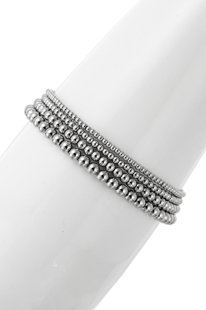 Silver Beaded Bracelet, 4-Piece-Set - Jacob