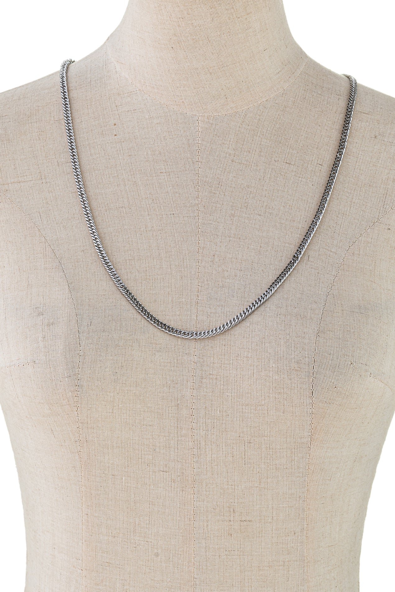 5 MM silver titanium cuban link strand necklace.