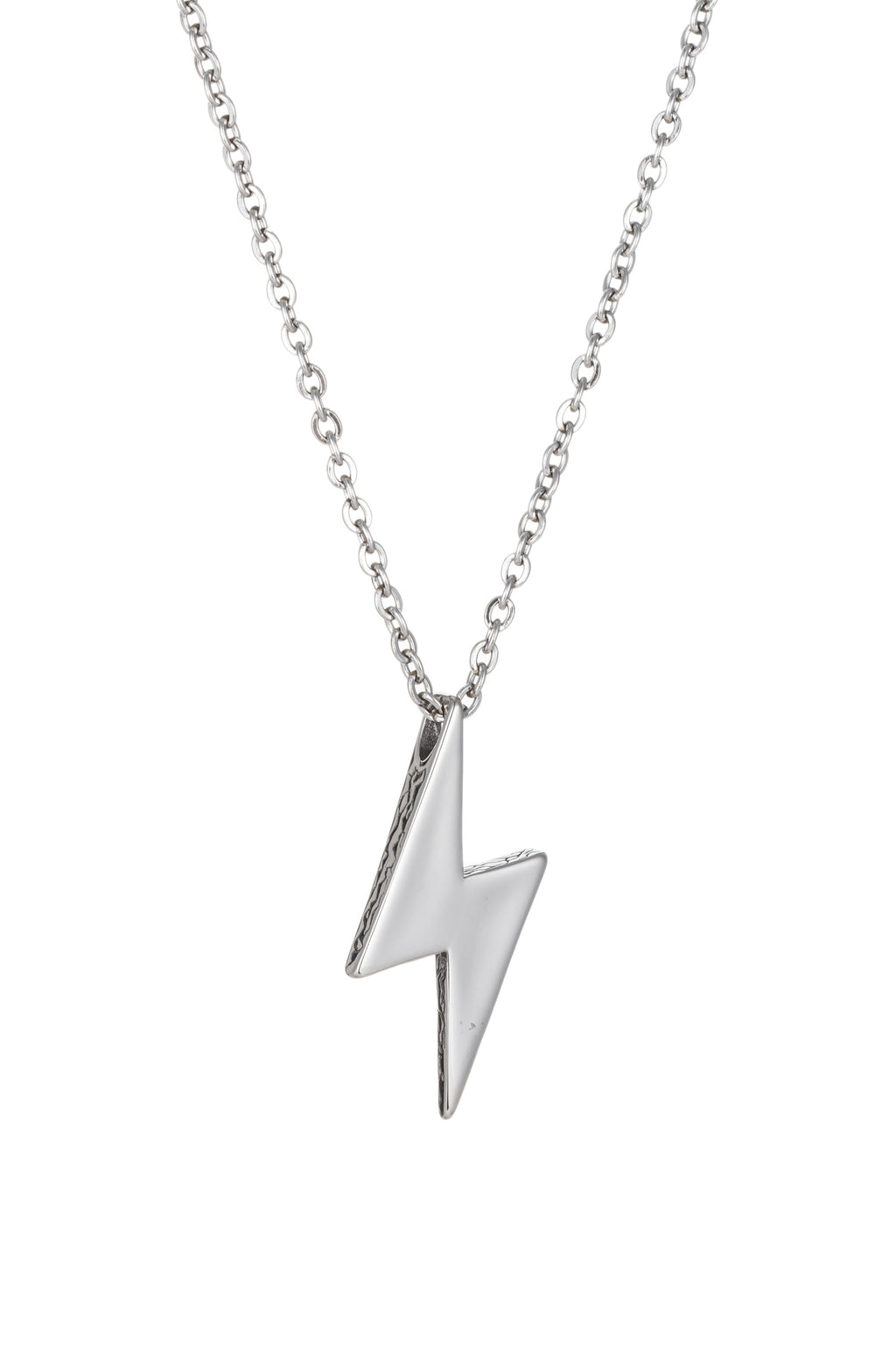Lightning bolt titanium pendant necklace.