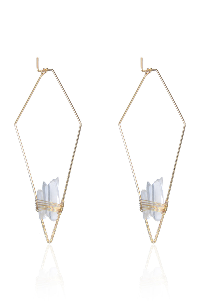 Kite Quartz Earrings - White