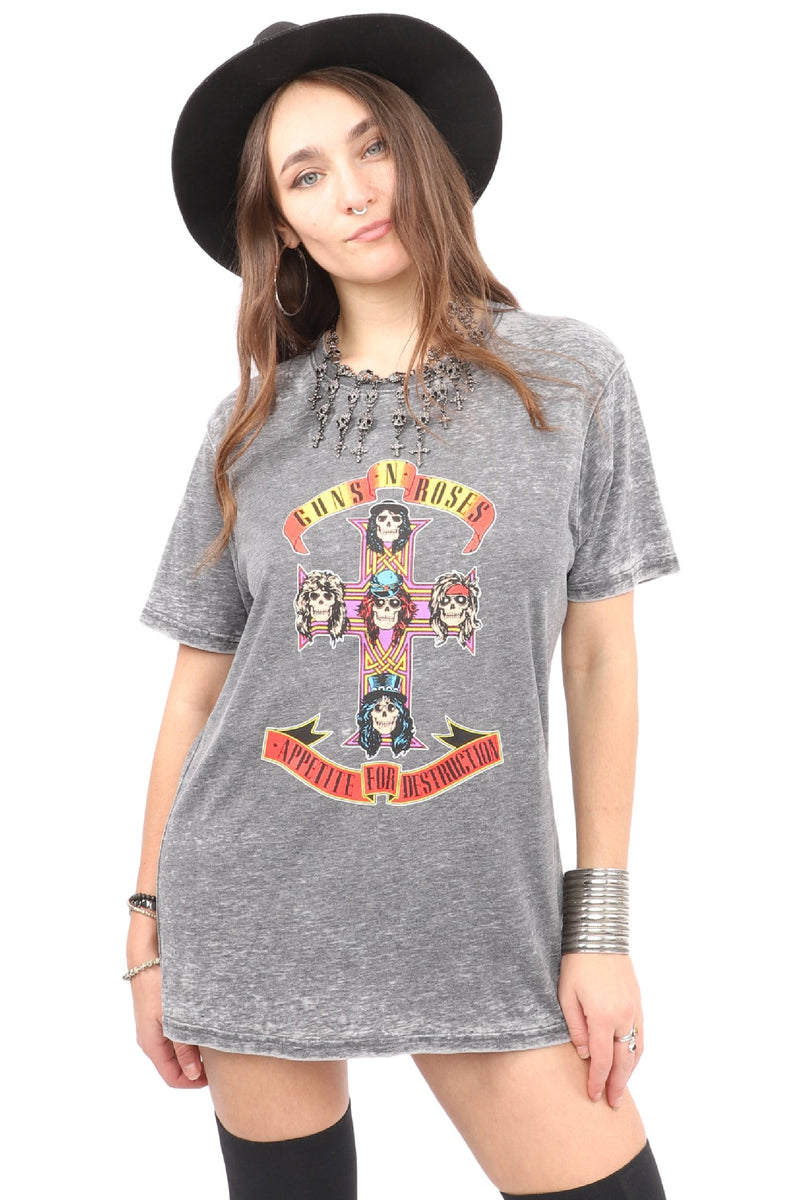 guns n roses t shirt dress Plus Size - Off The Shoulder Tee Guns & Roses Black