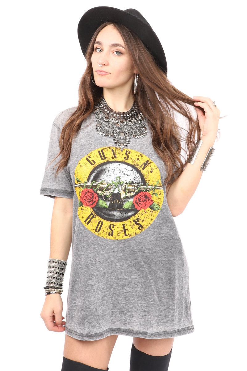 Guns N' Roses So Fine Rose Donna T-Shirt Grigio Regular Guns N' Roses So Fine Rose Donna T-Shirt Grigio Regular