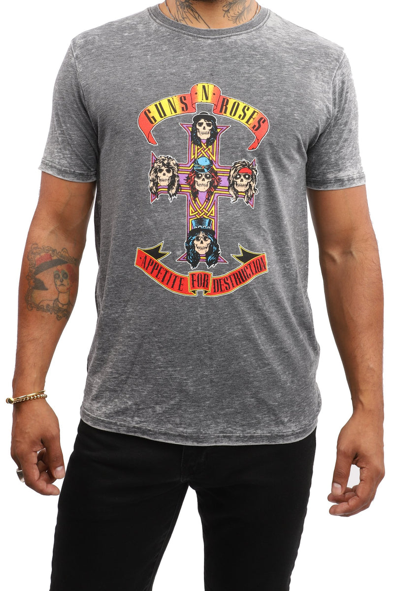 Guns And Roses Camiseta Camiseta Oficial De Guns N' Roses Appetite For Destruction - Negra, Unisex, Algodón, Licencia Oficial Camiseta Guns N Roses Oficial