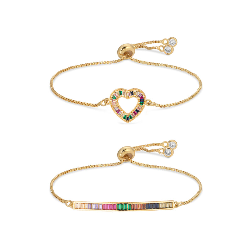 Rainbow Heart Bracelet Set