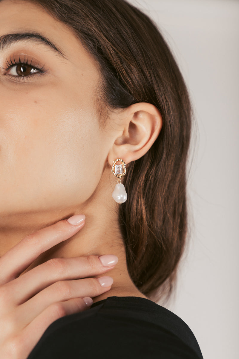 Alice Golden CZ Drop Earrings