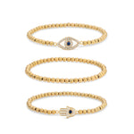 Hamsa + Evil Eye Titanium Beaded Stretch Bracelet