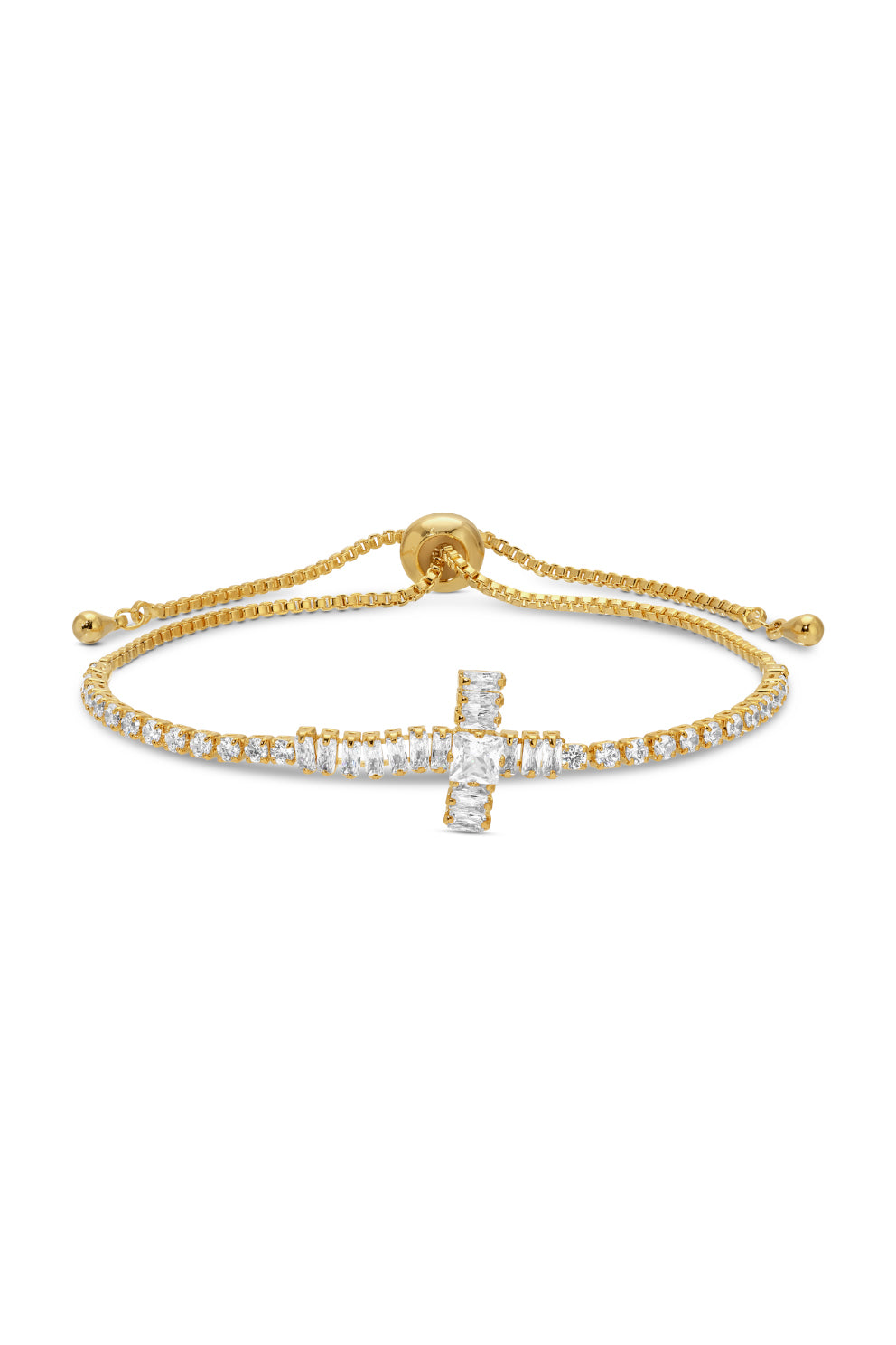 Mary Cross 2-Piece CZ Bolo Bracelet Set