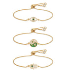 Yin Yang, Hamsa & Eye Bracelet Set