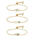 Heart, Eye & Infinity Bracelet Set - Green